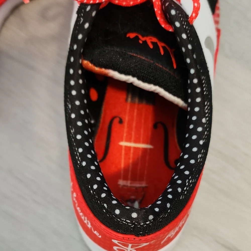 Nike Women's Red and Black Polka Dot Sneakers - Picture 4 of 6
